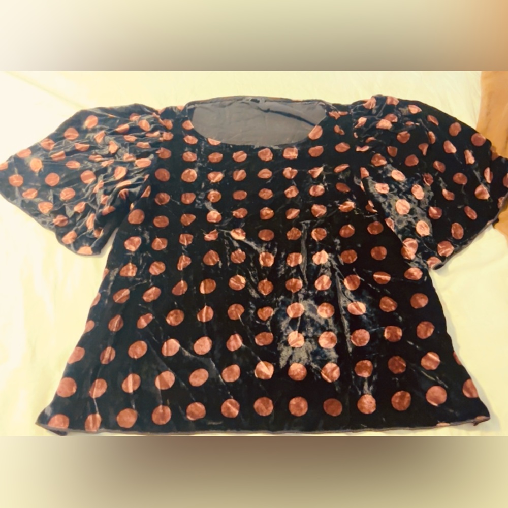 Pink polka dot blouse